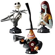 Busts > Nightmare Before Christmas - Small and detailed!    Display them anywhere!   Your favorite characters!  This set of 3 pieces may contain the following characters (subject to change):  1x Jack Skellington  1x Sally  1x Mayor    These finely detailed plastic bust ups may measure around 5-inches tall and come in a window box.: Sizes 