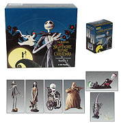 Mini-Figures > Nightmare Before Christmas - Adorable trading figures based on  The Nightmare Before Christmas.     Set of 6 small but extremely detailed figures that you put together.    You get Jack Skellington, Sally, Oogie Boogie, and more.    Create a favorite scene from the film!        These adorable 2 to 4-inch trading figures come to you from Tim Burtons  The Nightmare Before Christmas  movie.  They bring you magical fun and unparalleled quality at an affordable price.  Each highly detailed plastic figure is collectable and easily assembled in a matter of minutes.  Just snap them together and create a favorite scene from the film!  Each is individually packaged and labeled.      The set of 6 pieces may contain the following characters (subject to change):     1x Jack Skellington    1x Sally     1x Dr. Finkelstein    1x Oogie Boogie     1x Lock and Barrel   1x Shock and Zero: Sizes 