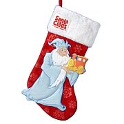 Santa Claus Is Comin to Town Applique Stocking