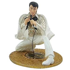 Elvis Presley White Jumpsuit Fabric Mache 6-Inch Statue, Elvis Presley, Statues, Kurt S. Adler