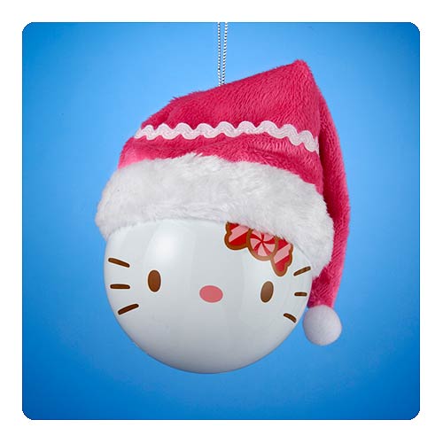 Hello Kitty Shatterproof Santa Claus Hat Ball Ornament