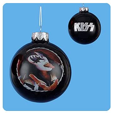 KISS Gene Simmons Demon and Logo Black Ball Ornament