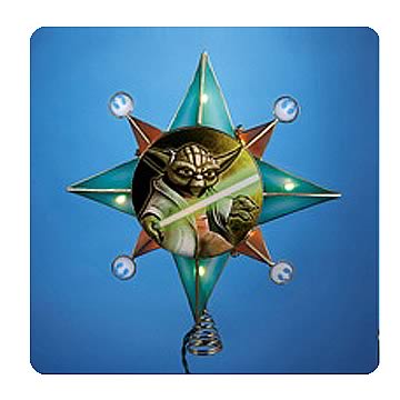 Star Wars Clone Wars Gold Yoda Star Lighted Tree Topper