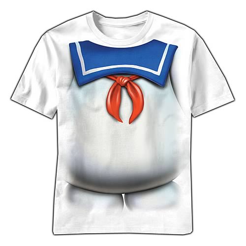 Ghostbusters Stay Puft Blue Collar White T-Shirt