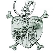 Nightmare Before Christmas Jack and Sally Pewter Key Chain