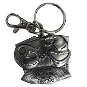 Key Chains > Nightmare Before Christmas - Celebrate Christmas and Halloween...any time of year! Stunning pewter key chain featuring Jack Skellington and Oogie Boogie from  The Nightmare Before Christmas . Take these friends and foes with you anywhere! Nightmare Before Christmas Jack Skellington and Oogie Boogie Pewter Key Chain. This stunning pewter key chain features the one and only Jack Skellington, with his nemesis - the sinister Oogie Boogie. Give your keys some nightmarish style - order yours today! Measures about 2 3/4-inches long.: Sizes 