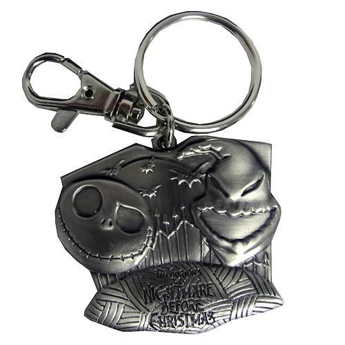 NBX Jack Skellington and Oogie Boogie Heads Pewter Key Chain