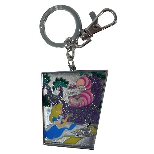 Alice in Wonderland Alice and Cheshire Cat Pewter Key Chain