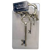 Alice in Wonderland Round Hall Brass Key Chain with Charms
