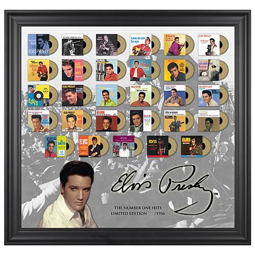 Elvis Presley Number One Hits Framed  with Gold Mini Records