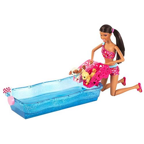 Barbie Swim and Race Pups African American Doll Set