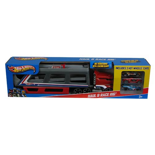 Hot Wheels Haul And Race Rig With Die-Cast Vehicles Set