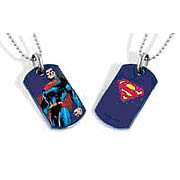 Superman Standing Blue Dog Tag Necklace