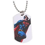 Superman Flying White Dog Tag Necklace