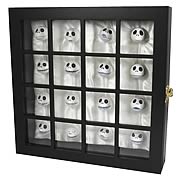 Prop Replicas > Nightmare Before Christmas - From Halloweentown to your home!    Jack Skellington returns with exciting replicas for your collection.    Get into the Halloween spirit, year-round!       From the creepiest corners of Halloweentown, comes this unique collectible for the ultimate  Nightmare Before Christmas  fan! Housed in a wooden frame with latched door, these visemes of the many faces of Jack Skellington are replicas of the models used during the films production! Measures about 13-inches tall x 13-inches wide.: Sizes 
