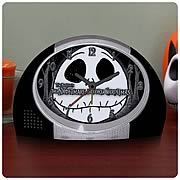 Clocks > Nightmare Before Christmas - Rise and shine with the Pumpkin King!    A fun and functional  NBX  alarm clock.    Features the face of Jack Skellington from  The Nightmare Before Christmas.     It makes a terrific gift!       Rise and shine with the Pumpkin King with this Nightmare Before Christmas Jack Skellington Alarm Clock! The fun and functional  NBX  alarm clock stands approximately 5-inches tall and features the face of Jack Skellington from Tim Burtons stop-motion masterpiece  The Nightmare Before Christmas.  It requires 2x AA batteries (not included) and makes a terrific gift!: Sizes 