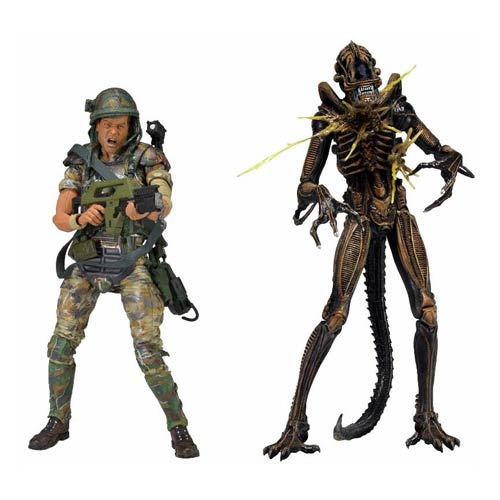 Aliens Hudson vs. Damaged Brown Alien Warrior Figure 2-Pack