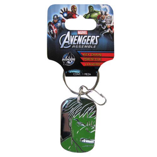 Avengers Assemble Marvel The Hulk Face Dog Tag Key Chain