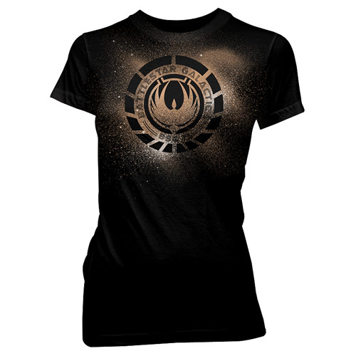 Battlestar Galactica Phoenix Crest Juniors Black T-Shirt