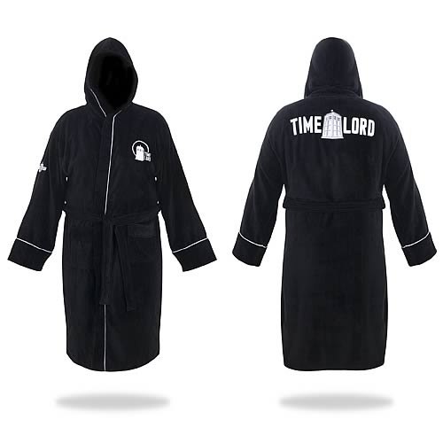Doctor Who Time Lord Black Hooded Cotton Bath Robe