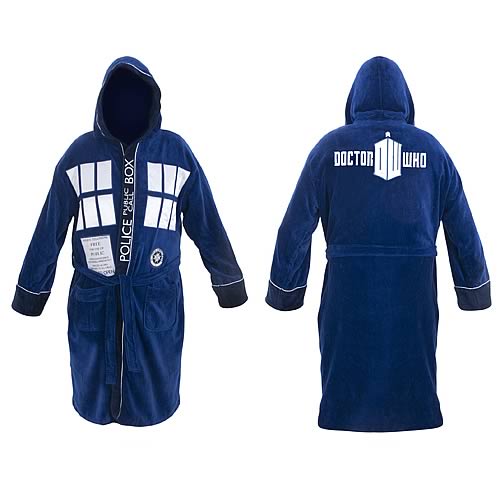 Doctor Who TARDIS Hooded Blue Cotton Medium Bath Robe
