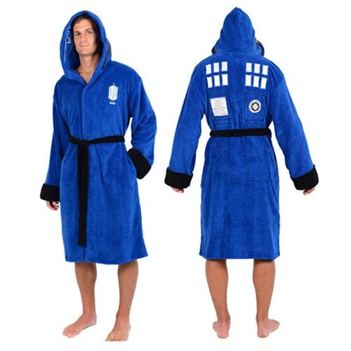 Doctor Who TARDIS Police Box Hooded Fleece Bathrobe