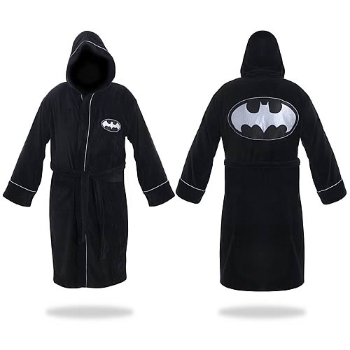 Batman Black and Silver Hooded Cotton Bath Robe