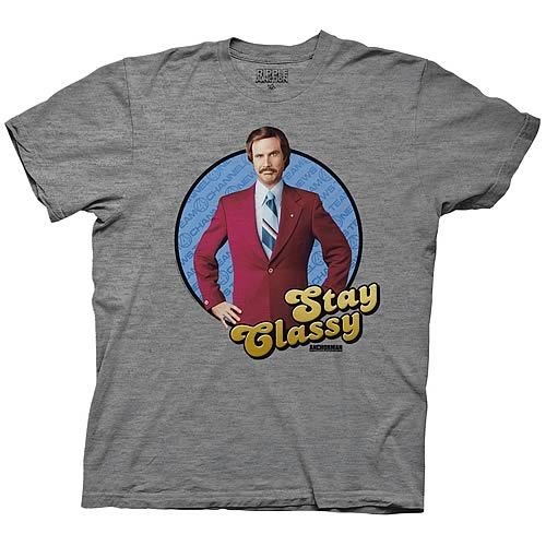 Anchorman Ron Burgundy Stay Classy Gray T-Shirt