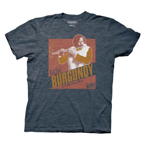 Anchorman 2 Ron Burgundy and Jazz Album Blue T-Shirt