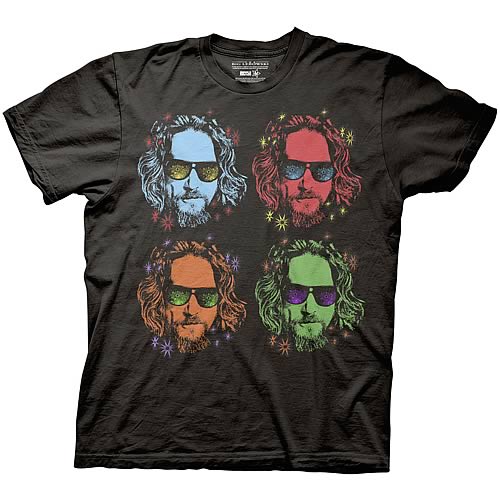 Big Lebowski Four Faces of The Dude Black T-Shirt