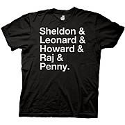 Big Bang Theory Names T-Shirt