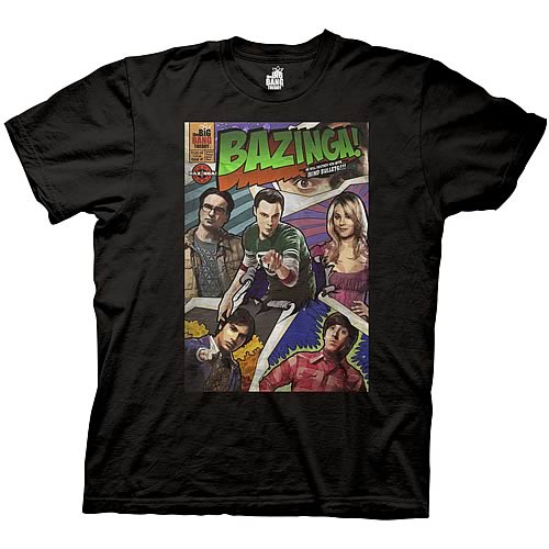 Big Bang Theory Bazinga Comic Cover Black T-Shirt
