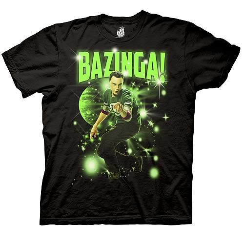 Big Bang Theory Sheldon Bazinga! Stars Black T-Shirt