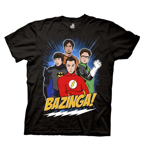 Big Bang Theory Characters as DC Superheroes Black T-Shirt