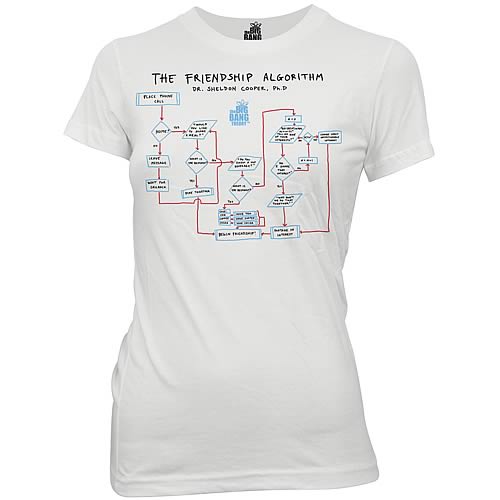 Big Bang Theory Friendship Algorithm White Juniors T-Shirt