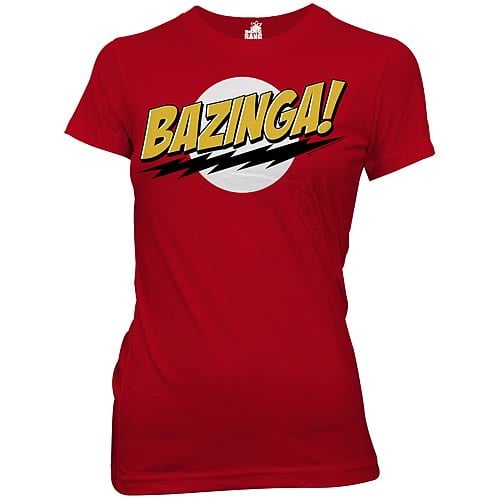 Big Bang Theory Bazinga! Red Juniors T-Shirt
