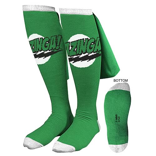 Big Bang Theory Green Bazinga Caped Socks