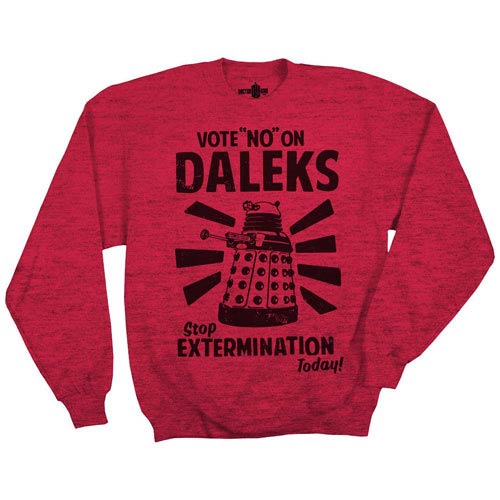 Doctor Who Vote No On Daleks Red Fleece Sweater