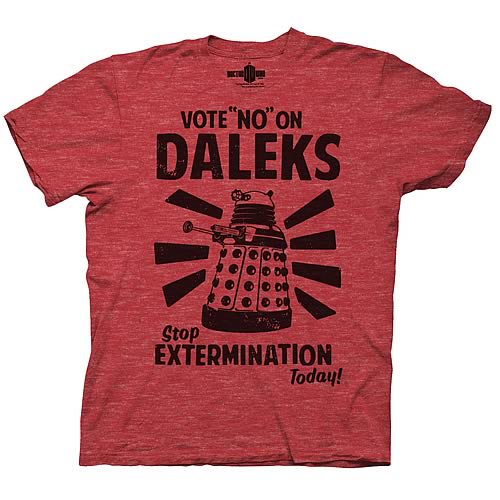 Doctor Who Vote No On Daleks Red T-Shirt