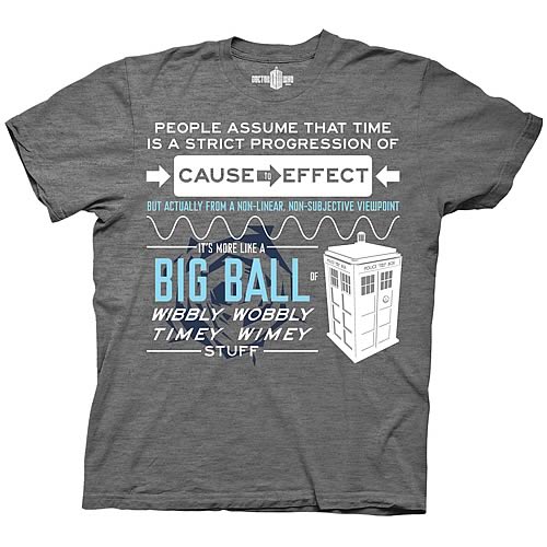 Doctor Who Wibbly Wobbly Timey Stuff Quote Gray T-Shirt