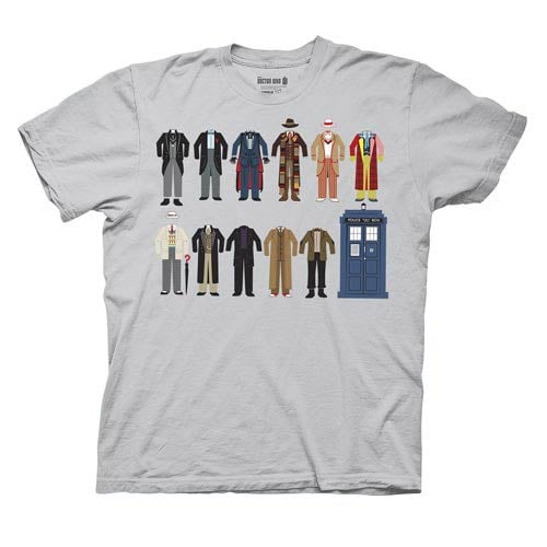 Doctor Who 12 Doctor Outfits Gray T-Shirt