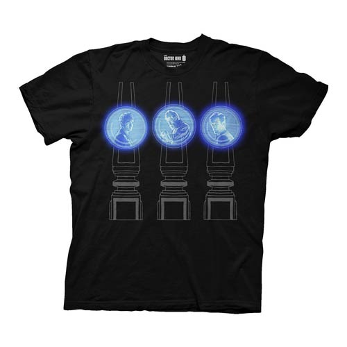 Doctor Who 3 Doctor Projections Black T-Shirt