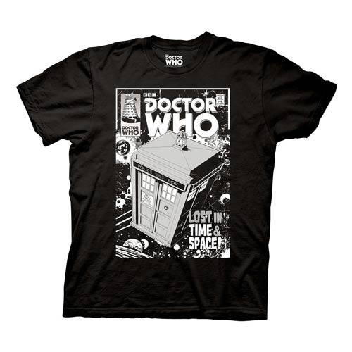 Doctor Who Comic Tardis Lost in Tme and Space Black T-Shirt