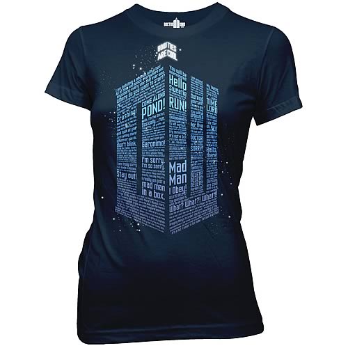 Doctor Who Logo of Words Navy Blue Juniors T-Shirt