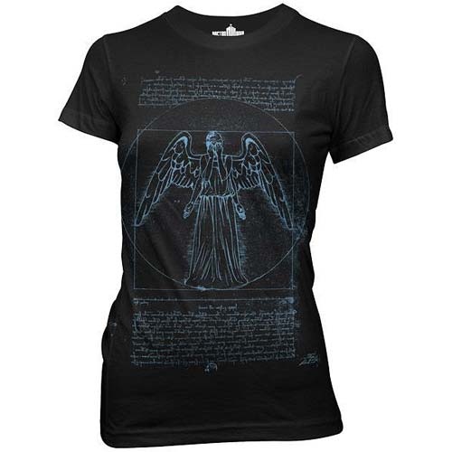 Doctor Who Vitruvian Angel Black Juniors T-Shirt