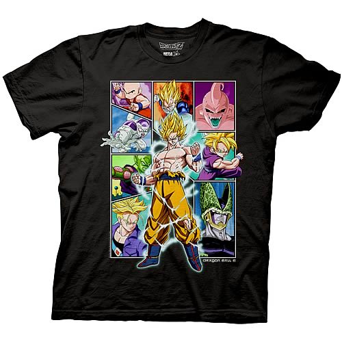 Dragon Ball Z Character Frame Collage Black T-Shirt