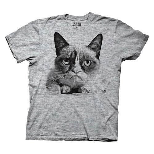 Grumpy Cat Black and White Photo Gray T-Shirt