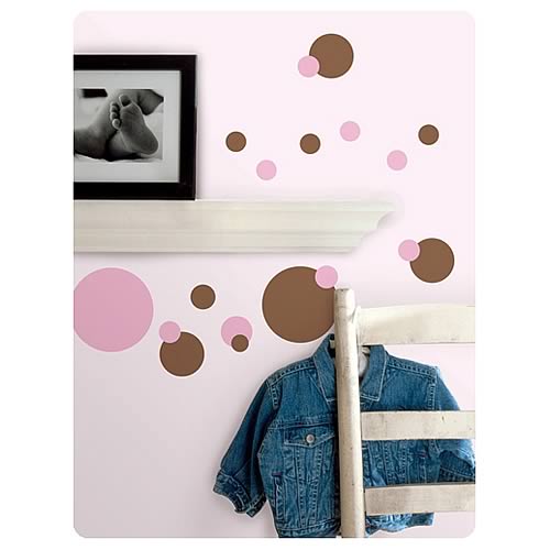Just Dots Pink and Brown Peel and Stick Wall Appliques