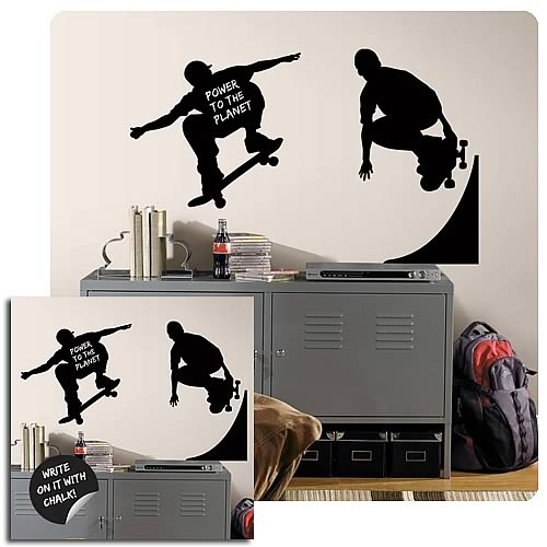 Chalkboard Skaters Peel and Stick Chalkboard Wall Appliques