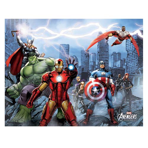 Avengers City Stretched Canvas Print